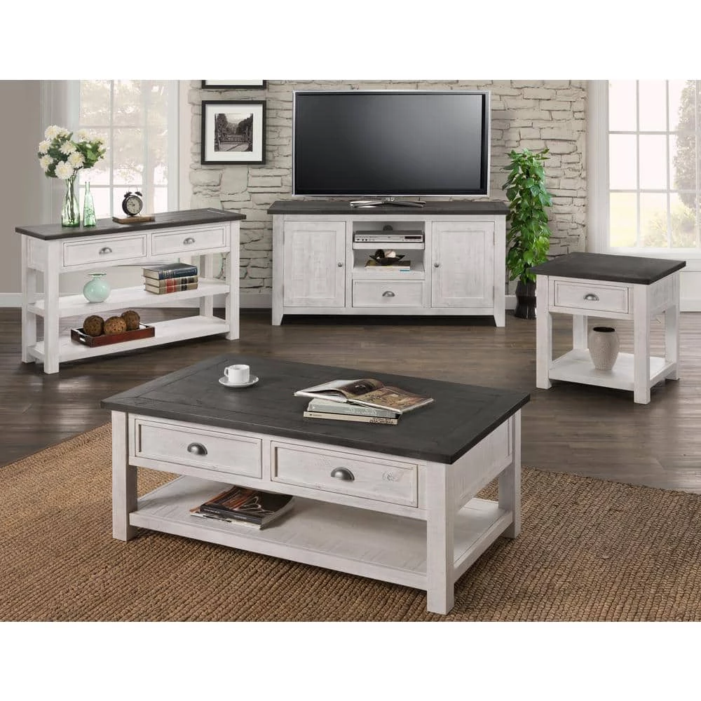 Monterey 50 in. White/Gray Large Rectangle Wood Coffee Table with Drawers by Martin Svensson Home 5 Monterey 50 in. White/Gray Large Rectangle Wood Coffee Table with Drawers by Martin Svensson Home - Image 5