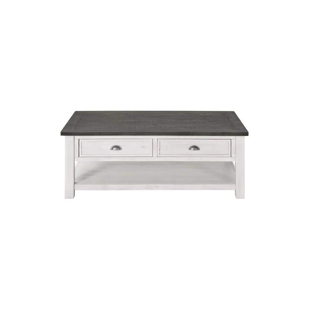 Monterey 50 in. White/Gray Large Rectangle Wood Coffee Table with Drawers by Martin Svensson Home 1 Monterey 50 in. White/Gray Large Rectangle Wood Coffee Table with Drawers by Martin Svensson Home
