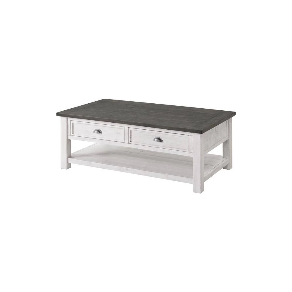 Monterey 50 in. White/Gray Large Rectangle Wood Coffee Table with Drawers by Martin Svensson Home 2 Monterey 50 in. White/Gray Large Rectangle Wood Coffee Table with Drawers by Martin Svensson Home - Image 2