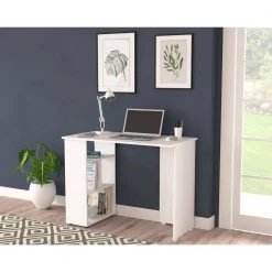 39.4" W White Computer Desk with 3 Shelves by Inval 13 39.4" W White Computer Desk with 3 Shelves by Inval -EVERGLADE HOME Shop white inval computer desks es 17703 31 1000