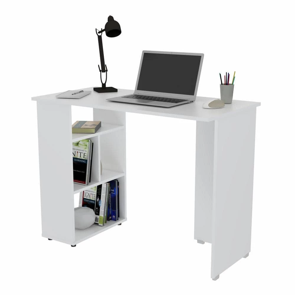 39.4" W White Computer Desk with 3 Shelves by Inval 3 39.4" W White Computer Desk with 3 Shelves by Inval - Image 3