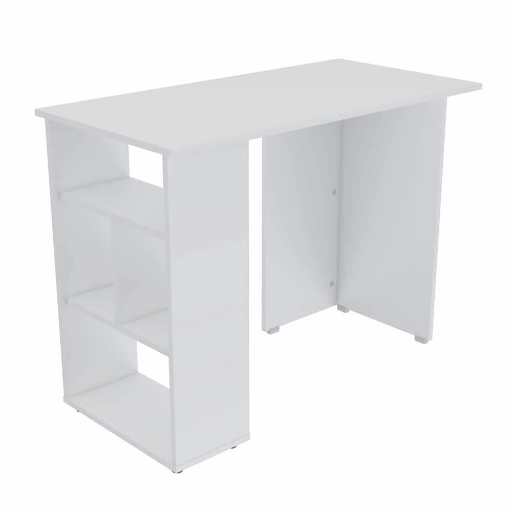 39.4" W White Computer Desk with 3 Shelves by Inval 1 39.4" W White Computer Desk with 3 Shelves by Inval
