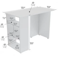 39.4" W White Computer Desk with 3 Shelves by Inval 12 39.4" W White Computer Desk with 3 Shelves by Inval -EVERGLADE HOME Shop white inval computer desks es 17703 c3 1000