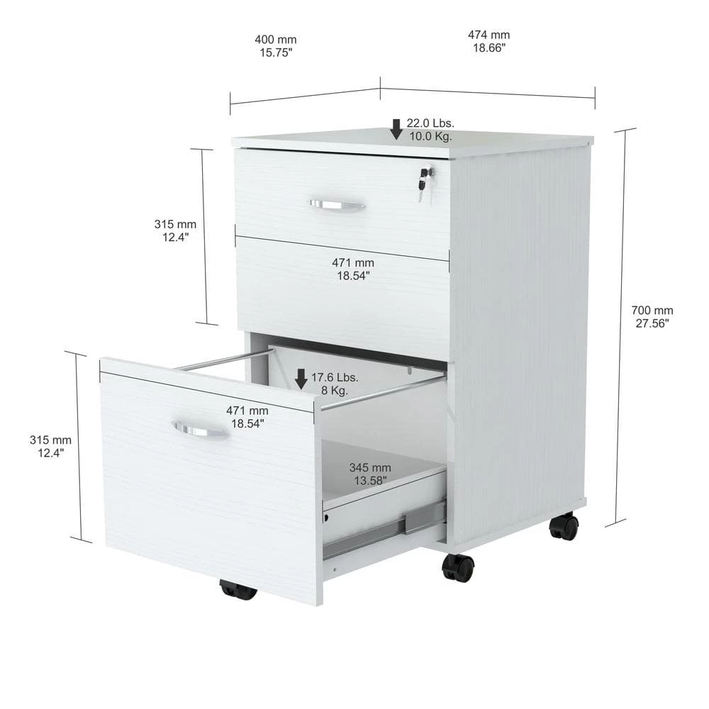Laricina White Filing Cabinet by Inval 6 Laricina White Filing Cabinet by Inval - Image 6