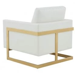 Lincoln Modern Gold Frame White Leather Upholstered Accent Armchair by Leisuremod 12 Lincoln Modern Gold Frame White Leather Upholstered Accent Armchair by Leisuremod -EVERGLADE HOME Shop white leisuremod accent chairs la31w l 44 1000