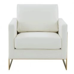 Lincoln Modern Gold Frame White Leather Upholstered Accent Armchair by Leisuremod 9 Lincoln Modern Gold Frame White Leather Upholstered Accent Armchair by Leisuremod -EVERGLADE HOME Shop white leisuremod accent chairs la31w l c3 1000