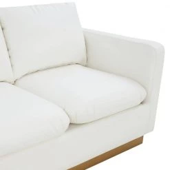 Nervo 83" Mid-Century Modern Upholstered Leather 3-Seater Sofa With Gold Frame in White by Leisuremod 11 Nervo 83" Mid-Century Modern Upholstered Leather 3-Seater Sofa With Gold Frame in White by Leisuremod -EVERGLADE HOME Shop white leisuremod sofas couches ns83w l 4f 1000