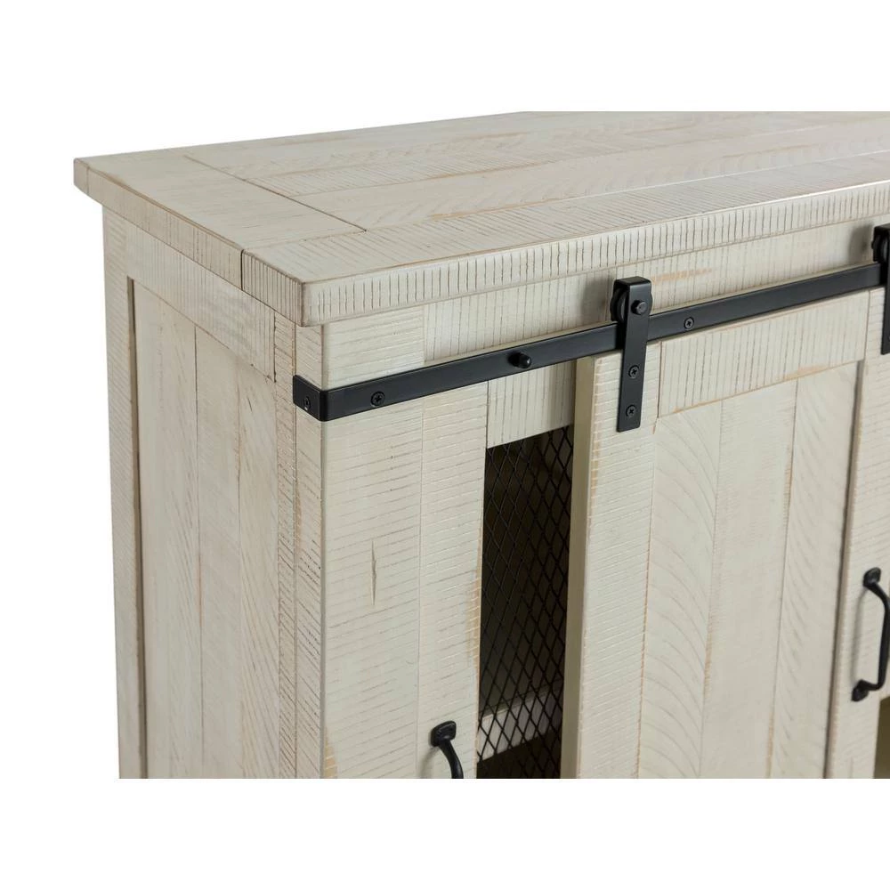 Rustic White Metal TV Stand Fits Fits TVs Up to 70 in. with Adjustable Shelves by Martin Svensson Home 5 Rustic White Metal TV Stand Fits Fits TVs Up to 70 in. with Adjustable Shelves by Martin Svensson Home - Image 5