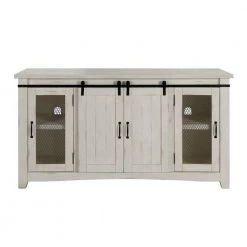 Rustic White Metal TV Stand Fits Fits TVs Up to 70 in. with Adjustable Shelves by Martin Svensson Home