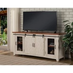 Toas White Metal TV Stand Fits TVs Up to 70 in. with Adjustable Shelves by Martin Svensson Home -EVERGLADE HOME Shop white martin svensson home tv stands 90906 31 1000