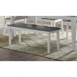 Monterey White Stain with Grey Stain Seat Solid Wood Dining Bench (19 in. H x 45 in. W x 15 in. D) by Martin Svensson Home -EVERGLADE HOME Shop white stain and grey martin svensson home dining benches 5908935 31 1000