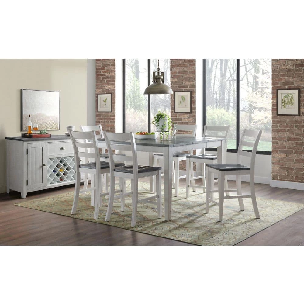 Monterey White Stain and Grey Solid Wood Counter Height Dining Chair (Set of 2) by Martin Svensson Home 7 Monterey White Stain and Grey Solid Wood Counter Height Dining Chair (Set of 2) by Martin Svensson Home - Image 7