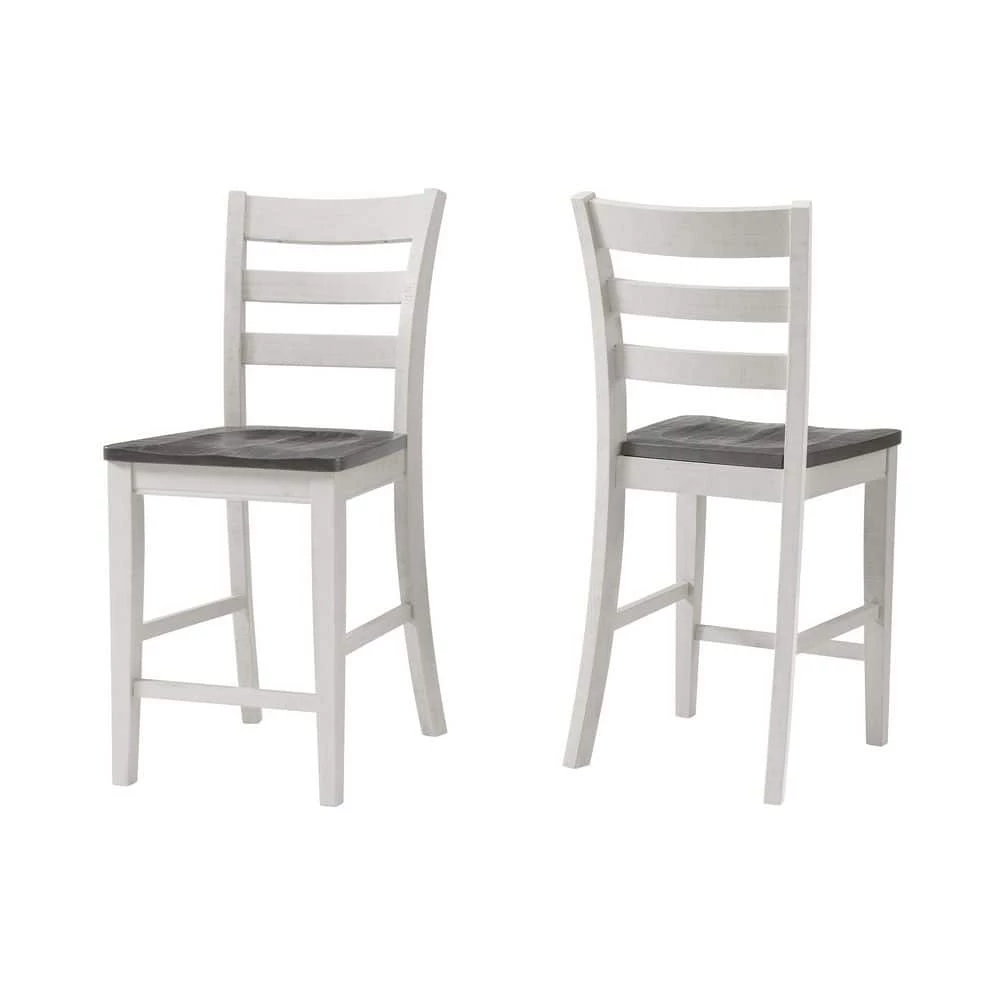 Monterey White Stain and Grey Solid Wood Counter Height Dining Chair (Set of 2) by Martin Svensson Home 5 Monterey White Stain and Grey Solid Wood Counter Height Dining Chair (Set of 2) by Martin Svensson Home - Image 5