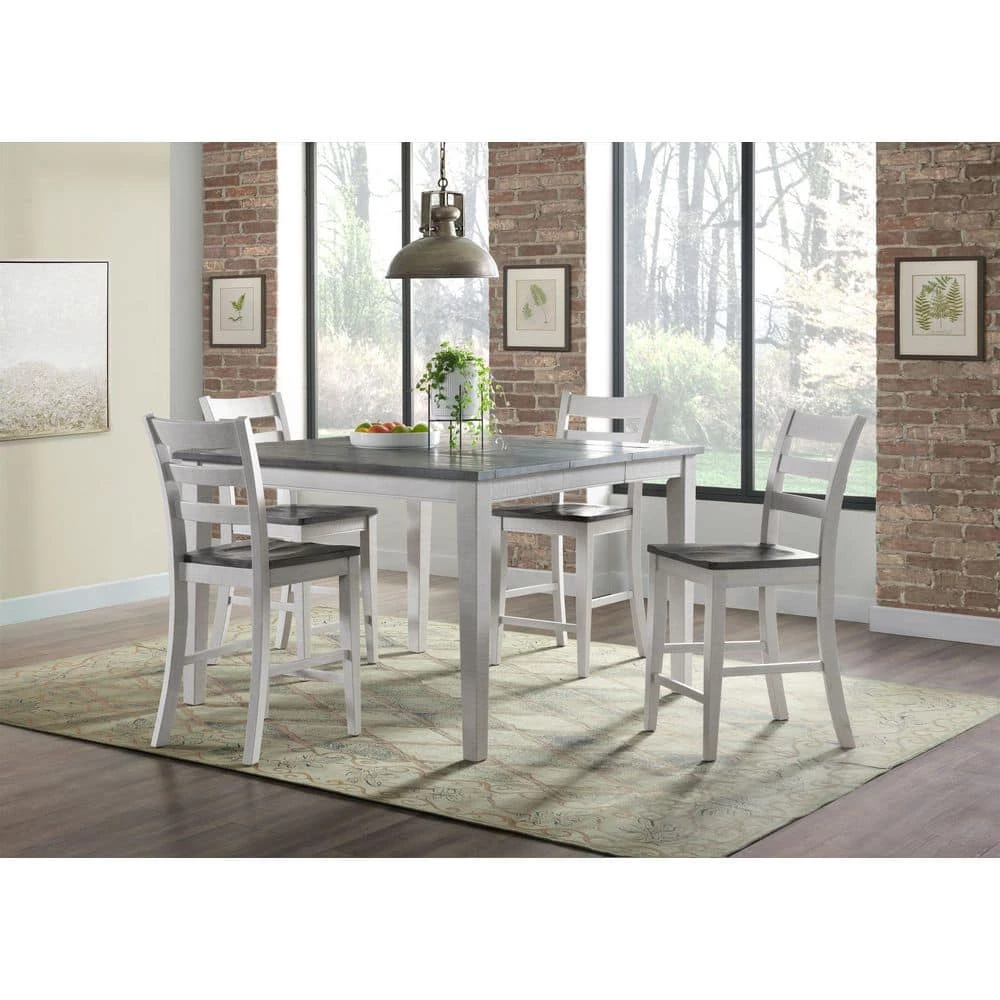 Monterey White Stain and Grey Solid Wood Counter Height Dining Chair (Set of 2) by Martin Svensson Home 2 Monterey White Stain and Grey Solid Wood Counter Height Dining Chair (Set of 2) by Martin Svensson Home - Image 2