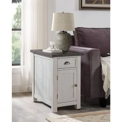 Monterey 16 in. White and Grey Chairside End Table with Power by Martin Svensson Home -EVERGLADE HOME Shop white stain and grey martin svensson home end side tables 890675 1f 1000