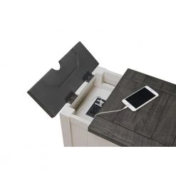 Monterey 16 in. White and Grey Chairside End Table with Power by Martin Svensson Home -EVERGLADE HOME Shop white stain and grey martin svensson home end side tables 890675 44 1000