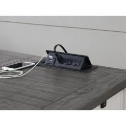 Monterey 57 in. Rectangular Stain and Grey Solid Pine Wood 2-Drawer Lift Top Computer Desk with Fingerprint Lock by Martin Svensson Home -EVERGLADE HOME Shop white stain and grey martin svensson home standing desks 7908902 44 1000