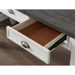 Monterey 57 in. Rectangular Stain and Grey Solid Pine Wood 2-Drawer Lift Top Computer Desk with Fingerprint Lock by Martin Svensson Home -EVERGLADE HOME Shop white stain and grey martin svensson home standing desks 7908902 77 1000