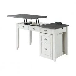 Monterey 57 in. Rectangular Stain and Grey Solid Pine Wood 2-Drawer Lift Top Computer Desk with Fingerprint Lock by Martin Svensson Home -EVERGLADE HOME Shop white stain and grey martin svensson home standing desks 7908902 c3 1000