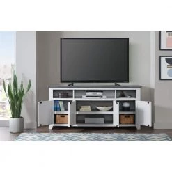 Foundry 65 in. White Stain with Grey Top Solid Wood TV Stand Fits TV's up to 70 in. by Martin Svensson Home -EVERGLADE HOME Shop white stain and grey martin svensson home tv stands 90925 1f 1000