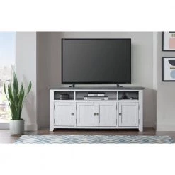Foundry 65 in. White Stain with Grey Top Solid Wood TV Stand Fits TV's up to 70 in. by Martin Svensson Home -EVERGLADE HOME Shop white stain and grey martin svensson home tv stands 90925 31 1000