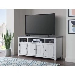 Foundry 65 in. White Stain with Grey Top Solid Wood TV Stand Fits TV's up to 70 in. by Martin Svensson Home -EVERGLADE HOME Shop white stain and grey martin svensson home tv stands 90925 4f 1000