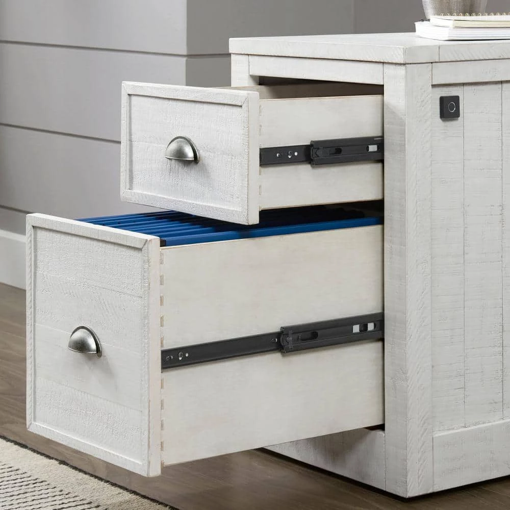 Monterey White Stain File Cabinet with 2-Drawers and Fingerprint Lock by Martin Svensson Home 4 Monterey White Stain File Cabinet with 2-Drawers and Fingerprint Lock by Martin Svensson Home - Image 4