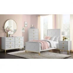 Emma 2-Drawer White and Gold Nightstand (27 in. H x 25 in. W x 17 in. D) by Martin Svensson Home 12 Emma 2-Drawer White and Gold Nightstand (27 in. H x 25 in. W x 17 in. D) by Martin Svensson Home -EVERGLADE HOME Shop white with gold accents martin svensson home nightstands 6805722 1f 1000