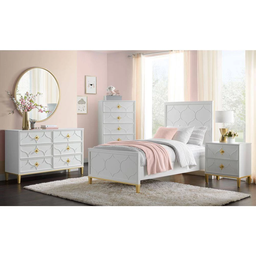 Emma 2-Drawer White and Gold Nightstand (27 in. H x 25 in. W x 17 in. D) by Martin Svensson Home 6 Emma 2-Drawer White and Gold Nightstand (27 in. H x 25 in. W x 17 in. D) by Martin Svensson Home - Image 6