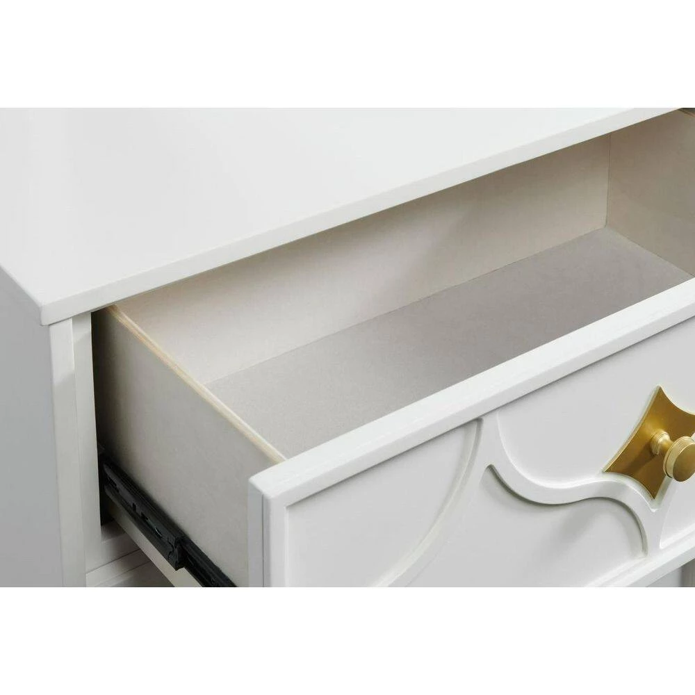 Emma 2-Drawer White and Gold Nightstand (27 in. H x 25 in. W x 17 in. D) by Martin Svensson Home 5 Emma 2-Drawer White and Gold Nightstand (27 in. H x 25 in. W x 17 in. D) by Martin Svensson Home - Image 5