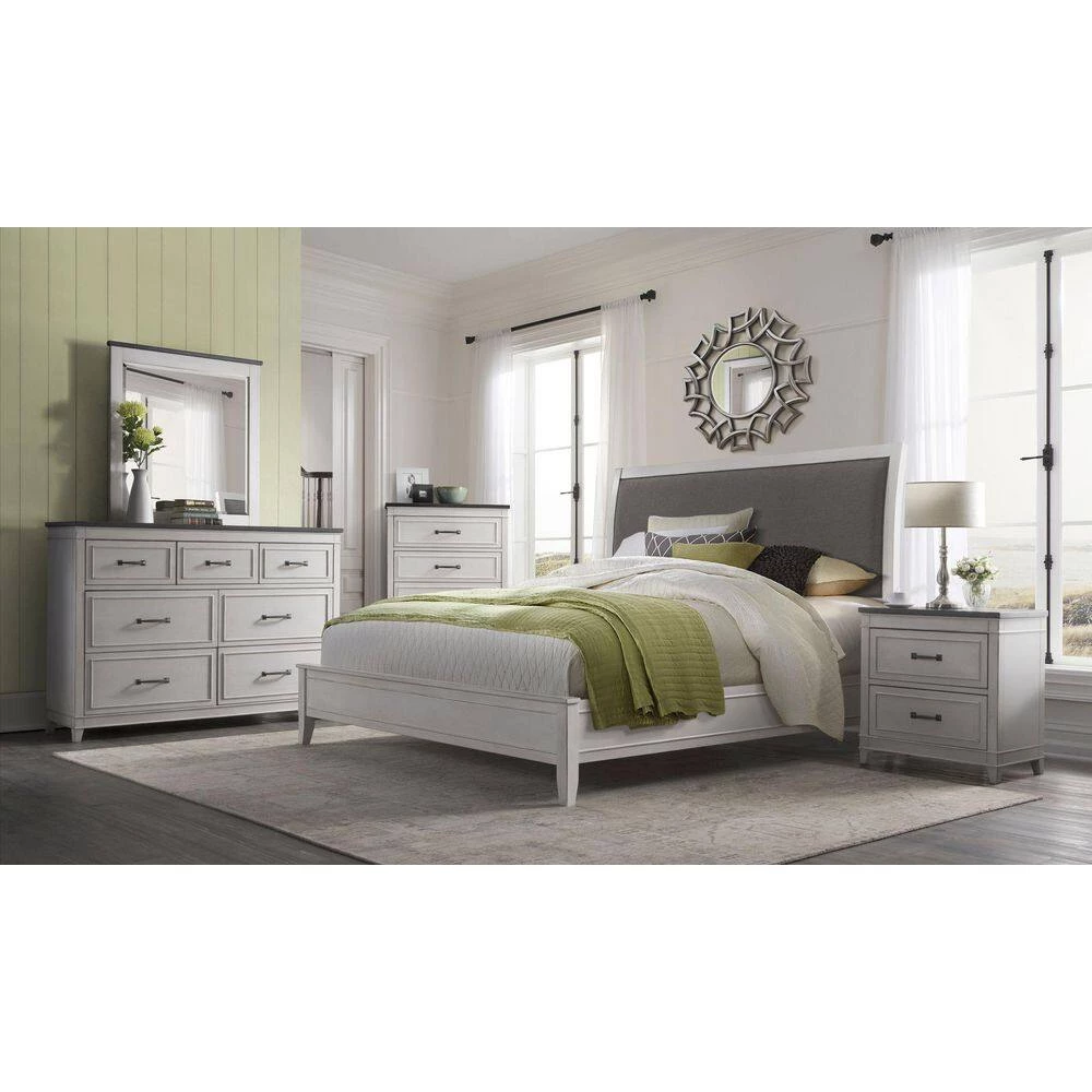 Del Mar 2-Drawer White with Grey Top Nightstand with Fingerprint Lock (28.5 in. H x 27.25 in. W x 16.5 in. D) by Martin Svensson Home 4 Del Mar 2-Drawer White with Grey Top Nightstand with Fingerprint Lock (28.5 in. H x 27.25 in. W x 16.5 in. D) by Martin Svensson Home - Image 4