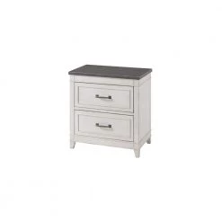 Del Mar 2-Drawer White with Grey Top Nightstand with Fingerprint Lock (28.5 in. H x 27.25 in. W x 16.5 in. D) by Martin Svensson Home