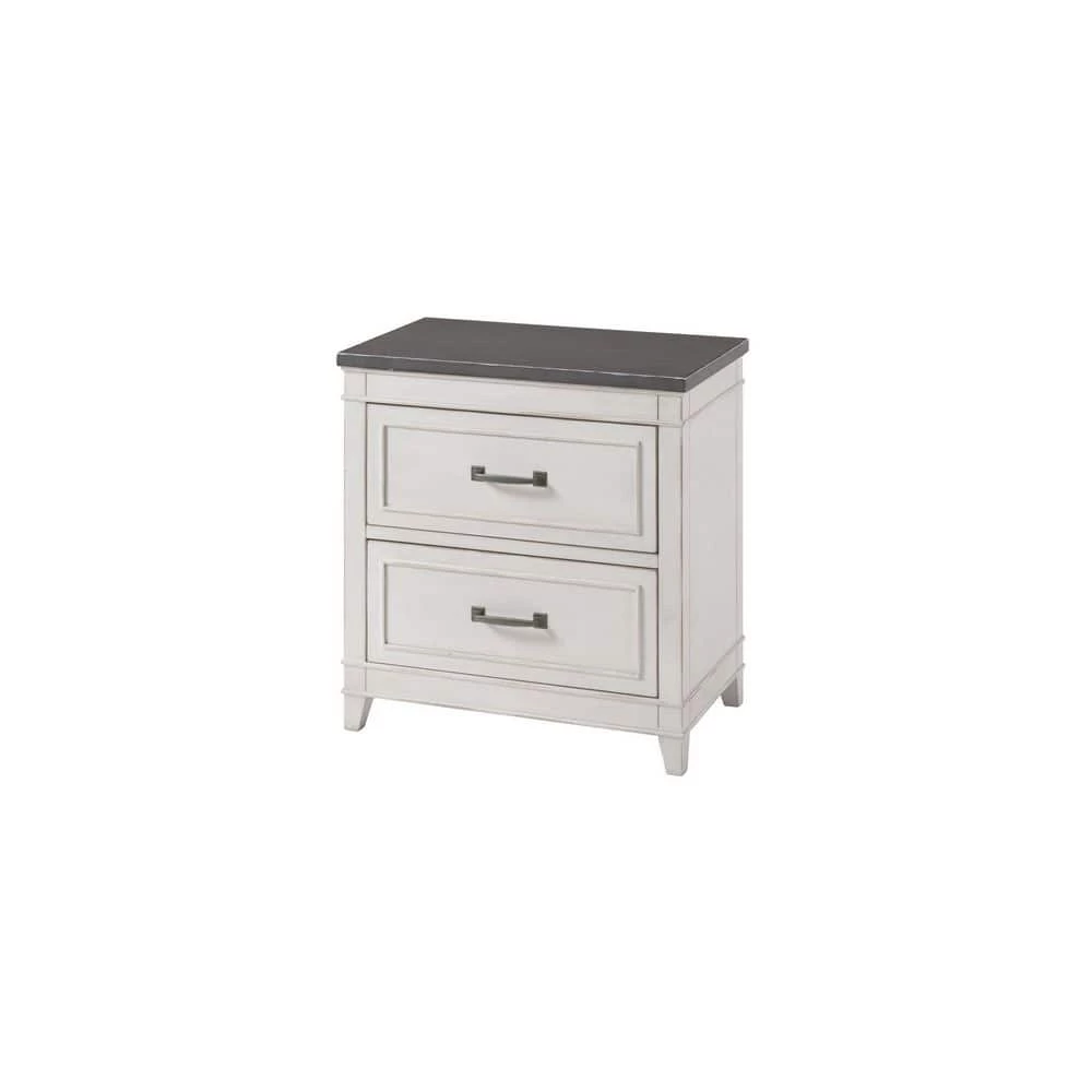 Del Mar 2-Drawer White with Grey Top Nightstand with Fingerprint Lock (28.5 in. H x 27.25 in. W x 16.5 in. D) by Martin Svensson Home 1 Del Mar 2-Drawer White with Grey Top Nightstand with Fingerprint Lock (28.5 in. H x 27.25 in. W x 16.5 in. D) by Martin Svensson Home
