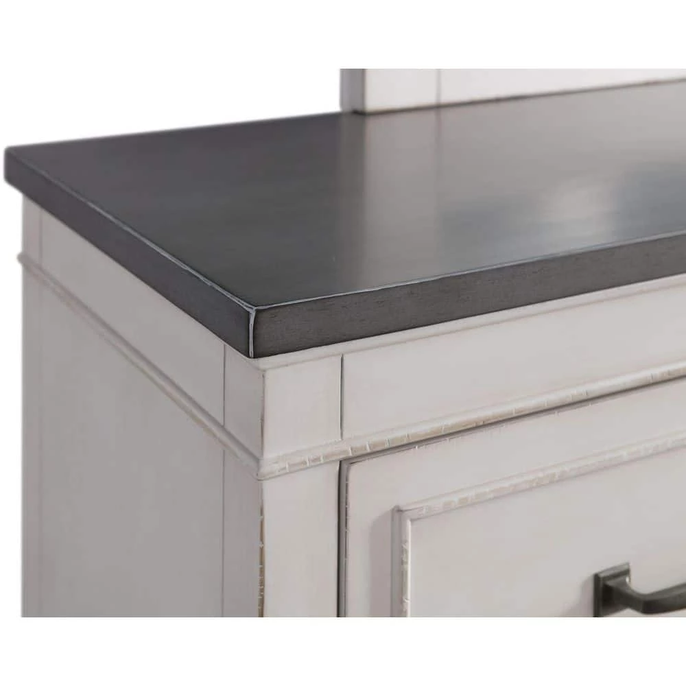 Del Mar 2-Drawer White with Grey Top Nightstand with Fingerprint Lock (28.5 in. H x 27.25 in. W x 16.5 in. D) by Martin Svensson Home 2 Del Mar 2-Drawer White with Grey Top Nightstand with Fingerprint Lock (28.5 in. H x 27.25 in. W x 16.5 in. D) by Martin Svensson Home - Image 2