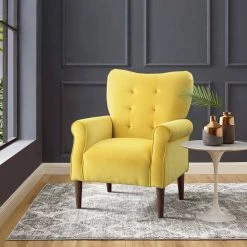 Cecily Yellow Velvet Tufted Back Club Accent Chair by EVERGLADE HOME -EVERGLADE HOME Shop yellow everglade home accent chairs lx 1046yw 1 31 1000