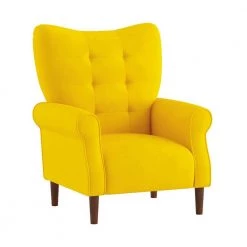 Cecily Yellow Velvet Tufted Back Club Accent Chair by EVERGLADE HOME -EVERGLADE HOME Shop yellow everglade home accent chairs lx 1046yw 1 c3 1000