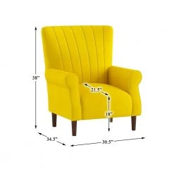 Carlson Yellow Velvet Club Channel Tufted Back Accent Chair by EVERGLADE HOME -EVERGLADE HOME Shop yellow everglade home accent chairs lx 1047yw 1 44 1000