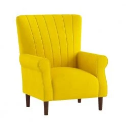 Carlson Yellow Velvet Club Channel Tufted Back Accent Chair by EVERGLADE HOME -EVERGLADE HOME Shop yellow everglade home accent chairs lx 1047yw 1 c3 1000