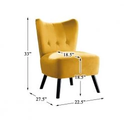 Shapel Yellow Velvet Upholstery Tufted Back Accent Chair by EVERGLADE HOME -EVERGLADE HOME Shop yellow everglade home accent chairs lx 1166yw 1 1f 1000