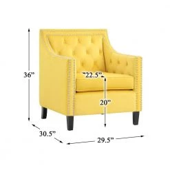 Ceylon Yellow Velvet Tufted Back Accent Chair by EVERGLADE HOME 12 Ceylon Yellow Velvet Tufted Back Accent Chair by EVERGLADE HOME -EVERGLADE HOME Shop yellow everglade home accent chairs lx 1297yw 1nn 1f 1000