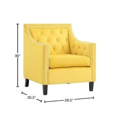 Ceylon Yellow Velvet Tufted Back Accent Chair by EVERGLADE HOME 9 Ceylon Yellow Velvet Tufted Back Accent Chair by EVERGLADE HOME -EVERGLADE HOME Shop yellow everglade home accent chairs lx 1297yw 1nn 40 1000